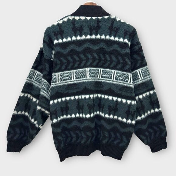 Vintage Tejidos Milma Huasi Sweater Men L Wool Cardigan Aztec Alpaca Llama Heavy - Picture 3 of 8
